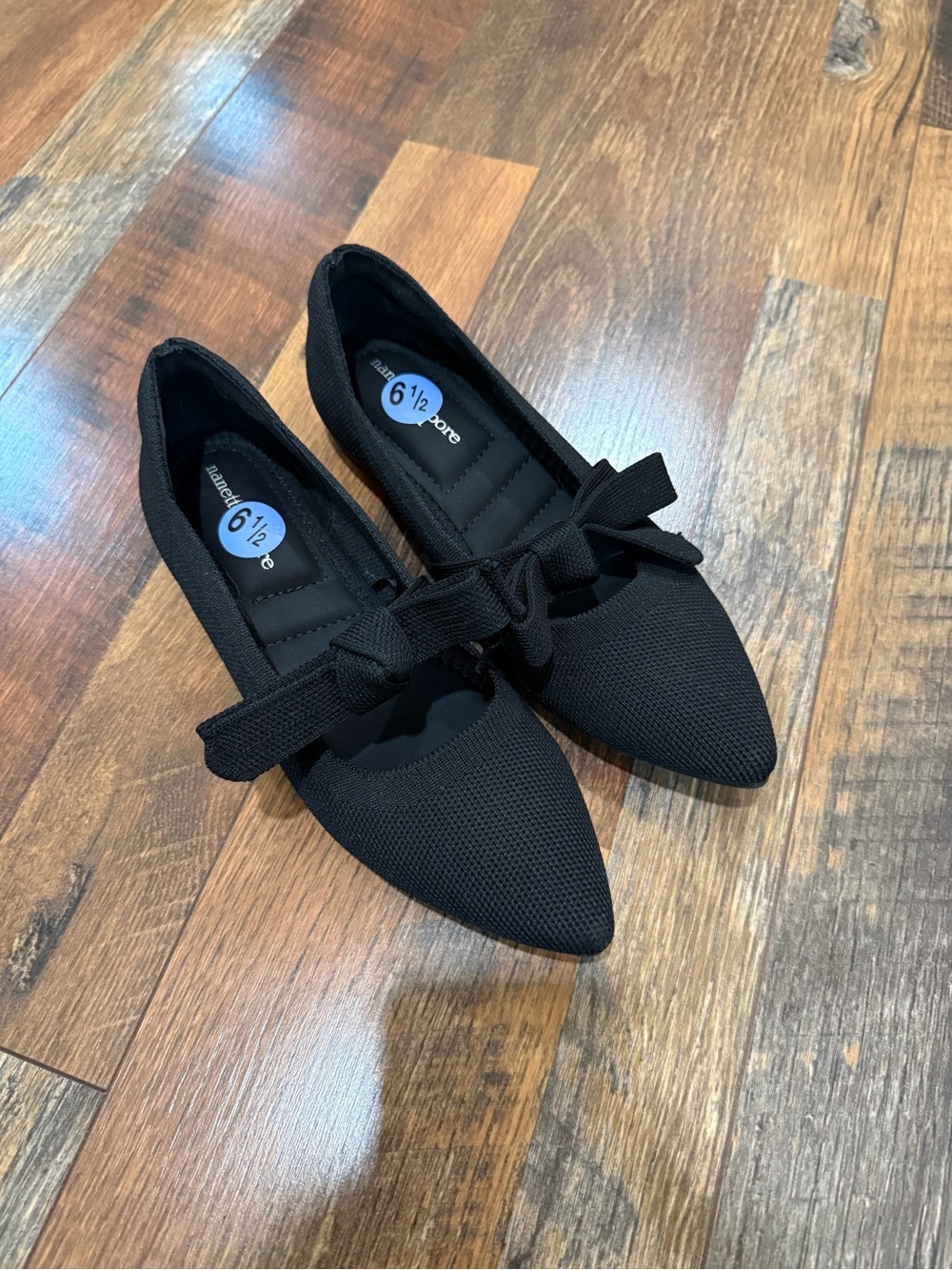 Nanette Lepore Black Pointed Toe Bow Flats